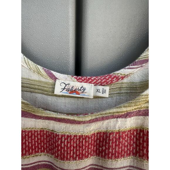 FAHERTY Lanai Linen Cotton Blend Striped Boho Sleeveless Tie Shoulder Dress XL - Picture 9 of 16
